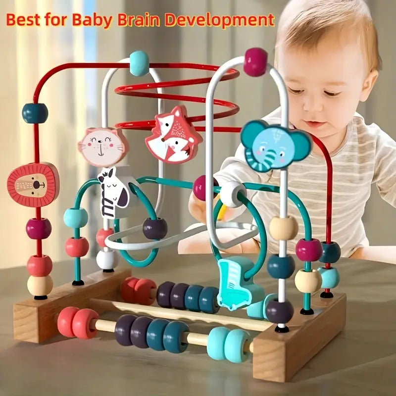 Baby Three Line Animal Wooden Bead Toy